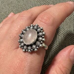 Milky Quartz Sterling Silver overlay ring